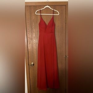 Azazie Fiery Red Orange Maxi Dress